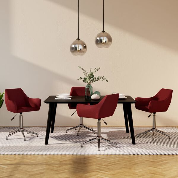 vidaXL Chaises pivotantes &agrave; manger lot de 4 Rouge bordeaux Tissu