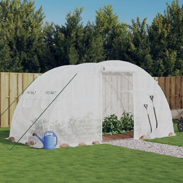 vidaXL Serre avec cadre en acier blanc 8 m² 4x2x2 m