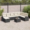 vidaXL Ensemble de canapé de jardin avec coussin 9 pcs Noir Poly rotin