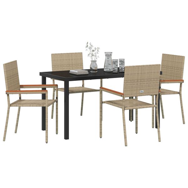 vidaXL Ensemble de salle &agrave; manger pour jardin 5 pcs Beige polyrotin