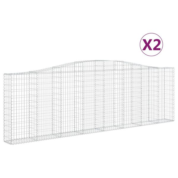 vidaXL Paniers &agrave; gabions arqu&eacute;s 2 pcs 400x30x120/140 cm Fer galvanis&eacute;