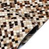 vidaXL Tapis Cuir v&eacute;ritable Patchwork 80 x 150 cm Carr&eacute; Marron/Blanc