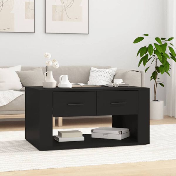vidaXL Table basse Noir 80x50x40 cm Bois d'ing&eacute;nierie