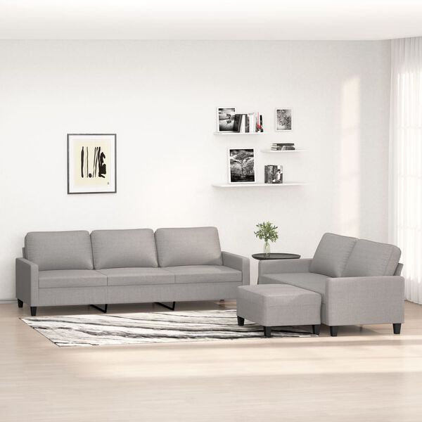 vidaXL Ensemble de canap&eacute;s 3 pcs avec coussins Gris clair Tissu