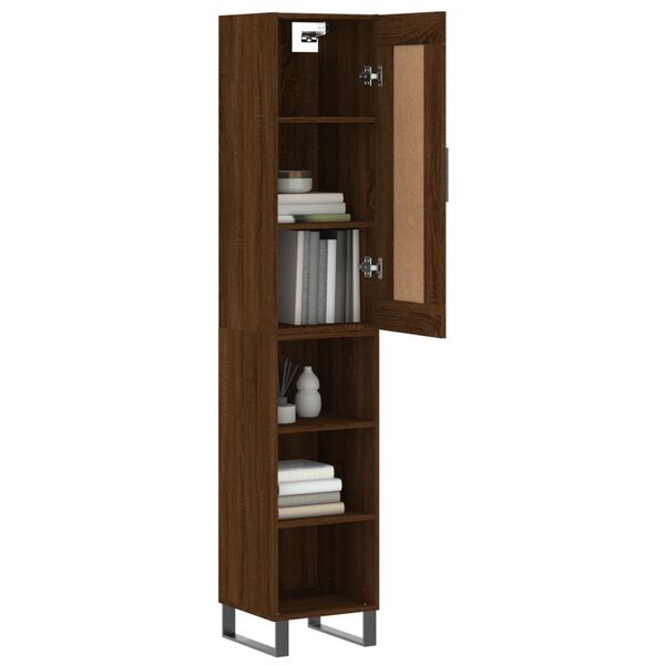 vidaXL Buffet haut Ch&ecirc;ne marron 34,5x34x180 cm Bois d'ing&eacute;nierie
