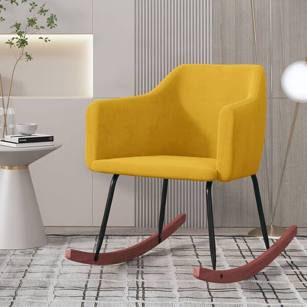 vidaXL Chaise &agrave; bascule Jaune Velours