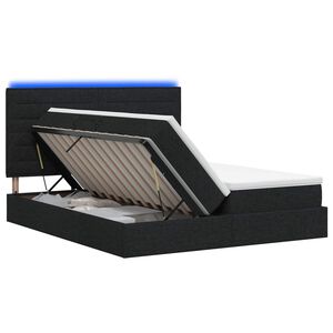 vidaXL Lit de rangement LED avec matelas Noir 180 x 200 cm Tissu