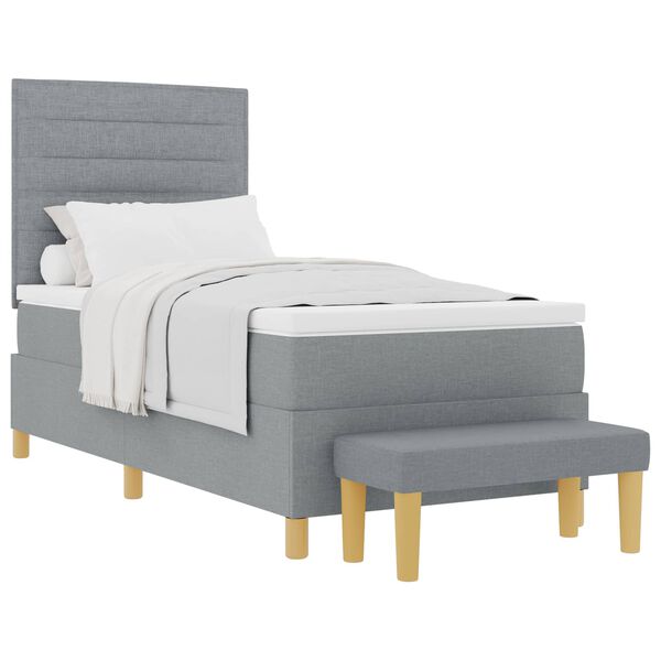 vidaXL Lit &agrave; ressorts avec matelas Gris clair 90 x 200 cm tissu