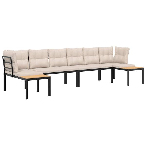vidaXL Salon de jardin avec coussins 4 pcs noir acier enduit de poudre