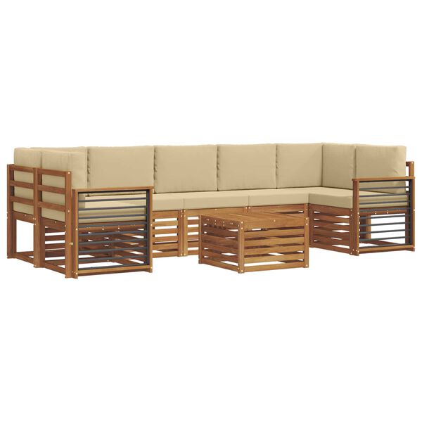 vidaXL Ensemble de canap&eacute;s d'ext&eacute;rieur 8 pcs Naturel et Beige