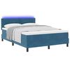 vidaXL Lit &agrave; ressort LED avec matelas Bleu fonc&eacute; 160 x 200 cm Velours
