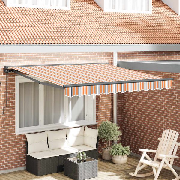 vidaXL Auvent R&eacute;tractable Bleu et Orange 300 x 250 cm