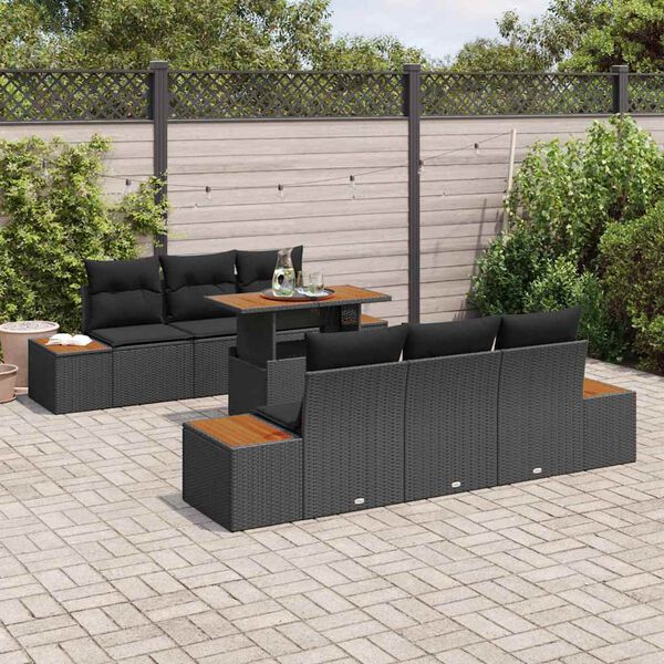 vidaXL Ensemble de salle &agrave; manger pour jardin 7 pcs Noir et Marron