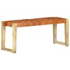 vidaXL Banc 110 cm Marron Cuir v&eacute;ritable et bois de manguier massif
