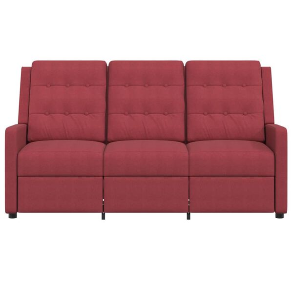 vidaXL Fauteuil de massage inclinable à 3 places rouge bordeaux tissu