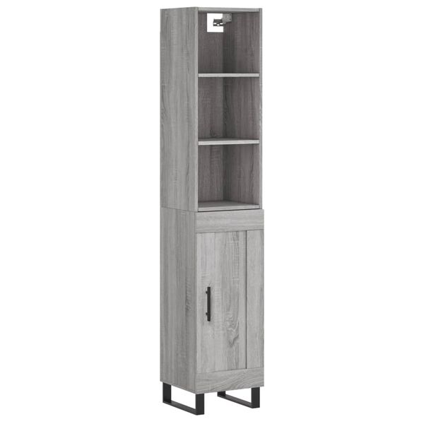 vidaXL Buffet haut Sonoma gris 34,5x34x180 cm Bois d'ing&eacute;nierie