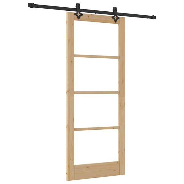 vidaXL Porte coulissante ORKDAL Naturel et Noir 83 x 202 cm