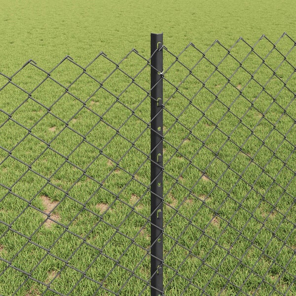 vidaXL Cl&ocirc;ture avec poteau Gris 1 x 25 m Acier et PVC