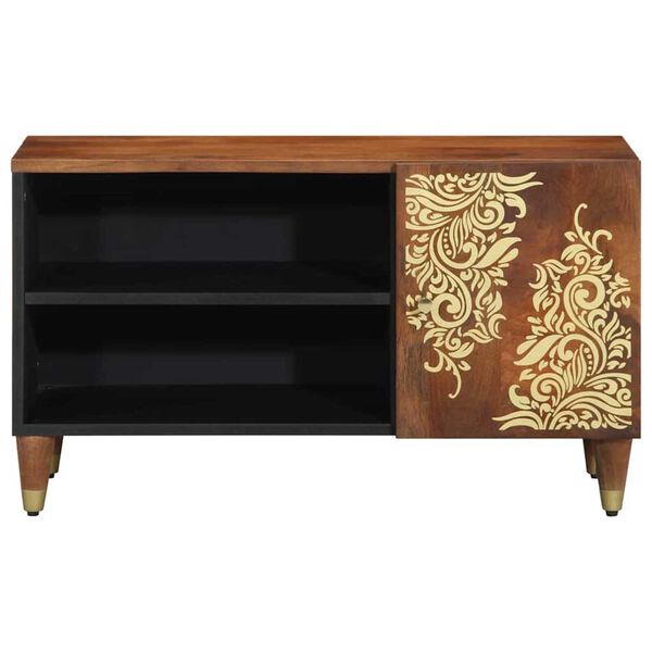vidaXL Meuble TV Marron miel 80 x 33 x 46 cm Bois de mangue massif