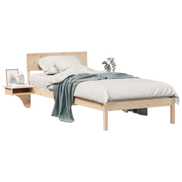 vidaXL Cadre de lit avec t&ecirc;te de lit Marron 90 x 190 cm Pin massif