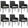 vidaXL Ensemble &agrave; manger de jardin coussins 7pcs Noir R&eacute;sine tress&eacute;e