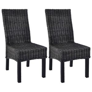 vidaXL Chaises à manger lot de 2 noir rotin kubu et bois d'acajou