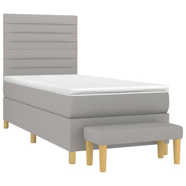 vidaXL Sommier &agrave; lattes de lit avec matelas Gris clair 90x200 cm Tissu