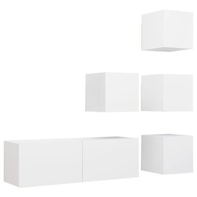 vidaXL Ensemble de meuble TV 5 pcs Blanc Bois d'ingénierie