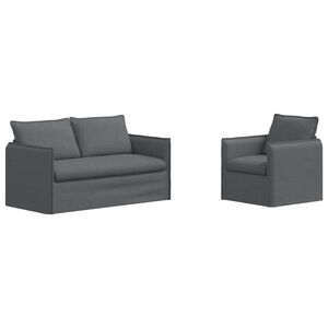 vidaXL Ensemble de Canap&eacute;s 2 pc Gris fonc&eacute; Tissu