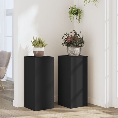 vidaXL Supports pour plantes 2 pcs noir 30x30x70 cm bois d'ingénierie