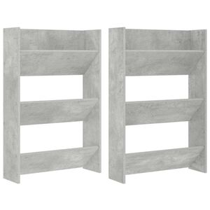 vidaXL Armoires &agrave; chaussures murales 2 pcs Gris b&eacute;ton 60x18x90 cm