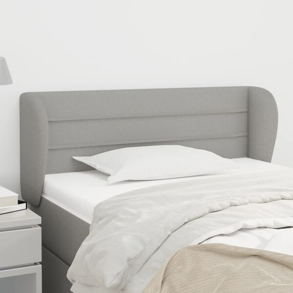 vidaXL T&ecirc;te de lit avec oreilles Gris clair 103x23x78/88 cm Tissu