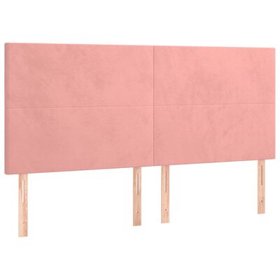 vidaXL Sommier à lattes de lit avec matelas Rose 160x200 cm Velours