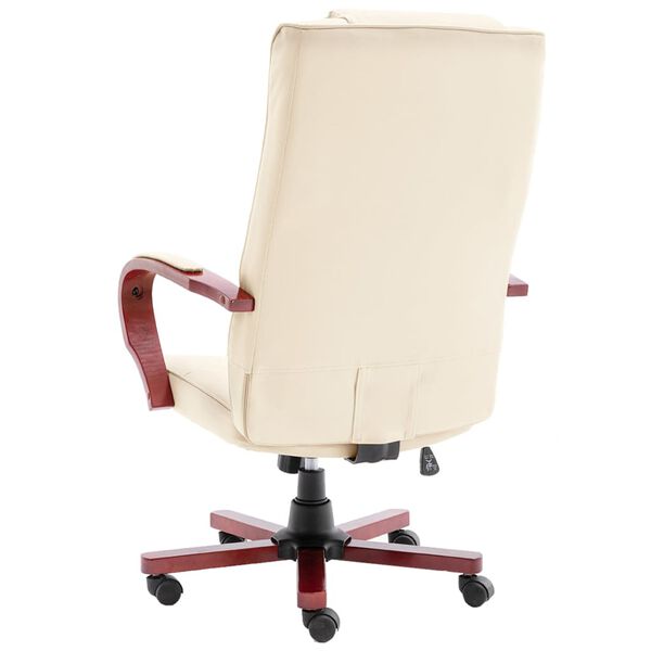vidaXL Chaise de bureau Cr&egrave;me Cuir v&eacute;ritable