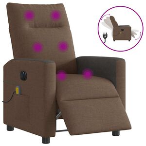 vidaXL Fauteuil inclinable de massage &eacute;lectrique marron tissu