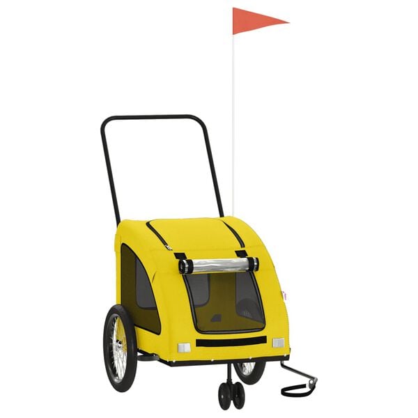 vidaXL Remorque de v&eacute;lo pour animaux de compagnie jaune
