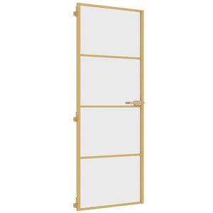 vidaXL Porte int&eacute;rieure mince dor&eacute; 76x201,5 cm verre tremp&eacute; aluminium