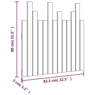 vidaXL Tête de lit murale Noir 82,5x3x80 cm Bois massif de pin