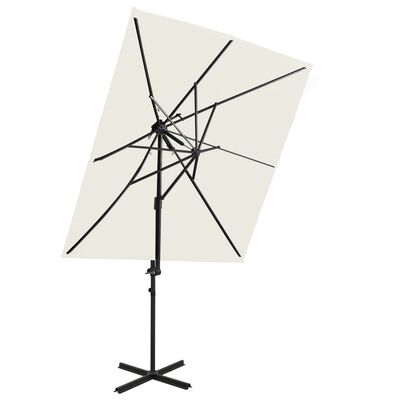 vidaXL Parasol de jardin en porte-à-faux à double toit Sable 250x250cm