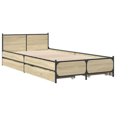 vidaXL Cadre de lit et tiroirs chêne sonoma 75x190cm bois d'ingénierie