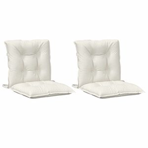 vidaXL Coussins de chaise &agrave; dossier bas lot de 2 cr&egrave;me m&eacute;lang&eacute; tissu