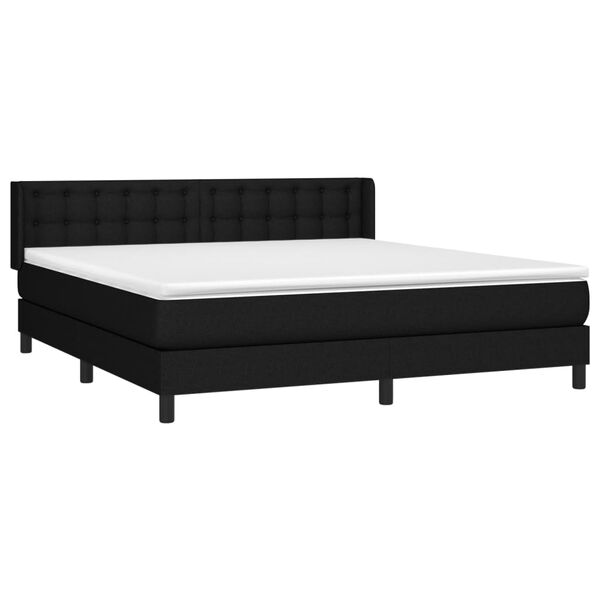 vidaXL Sommier &agrave; lattes de lit avec matelas Noir 160x200 cm Tissu