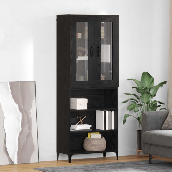 vidaXL Haut Armoire Ch&ecirc;ne noir 69,5 x 34 x 180 cm Bois d'ing&eacute;nierie