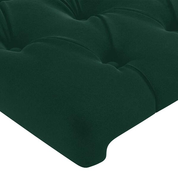 vidaXL T&ecirc;te de lit Vert fonc&eacute; 144 x 7 x 118/128 cm Velours