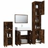 vidaXL Ensemble de meubles de salle de bain 4 pcs Ch&ecirc;ne fum&eacute; Bois