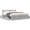 vidaXL Cadre de lit et t&ecirc;te de lit sans matelas sonoma gris 150x200 cm