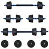 vidaXL Set d'halt&egrave;res 2-en-1 30kg Noir et Bleu Ciment et sable de fer
