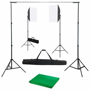vidaXL Kit de studio photo avec bo&icirc;tes &agrave; lumi&egrave;re et toile de fond