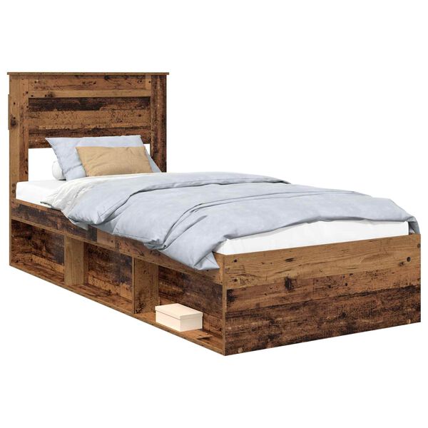 vidaXL Cadre de lit Bois ancien 75 x 190 cm Bois de pin massif