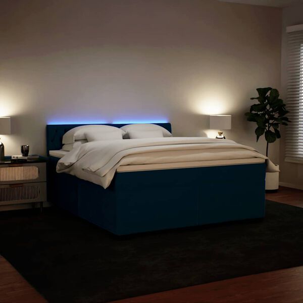 vidaXL Sommier &agrave; lattes de lit et matelas bleu 180x200 cm velours